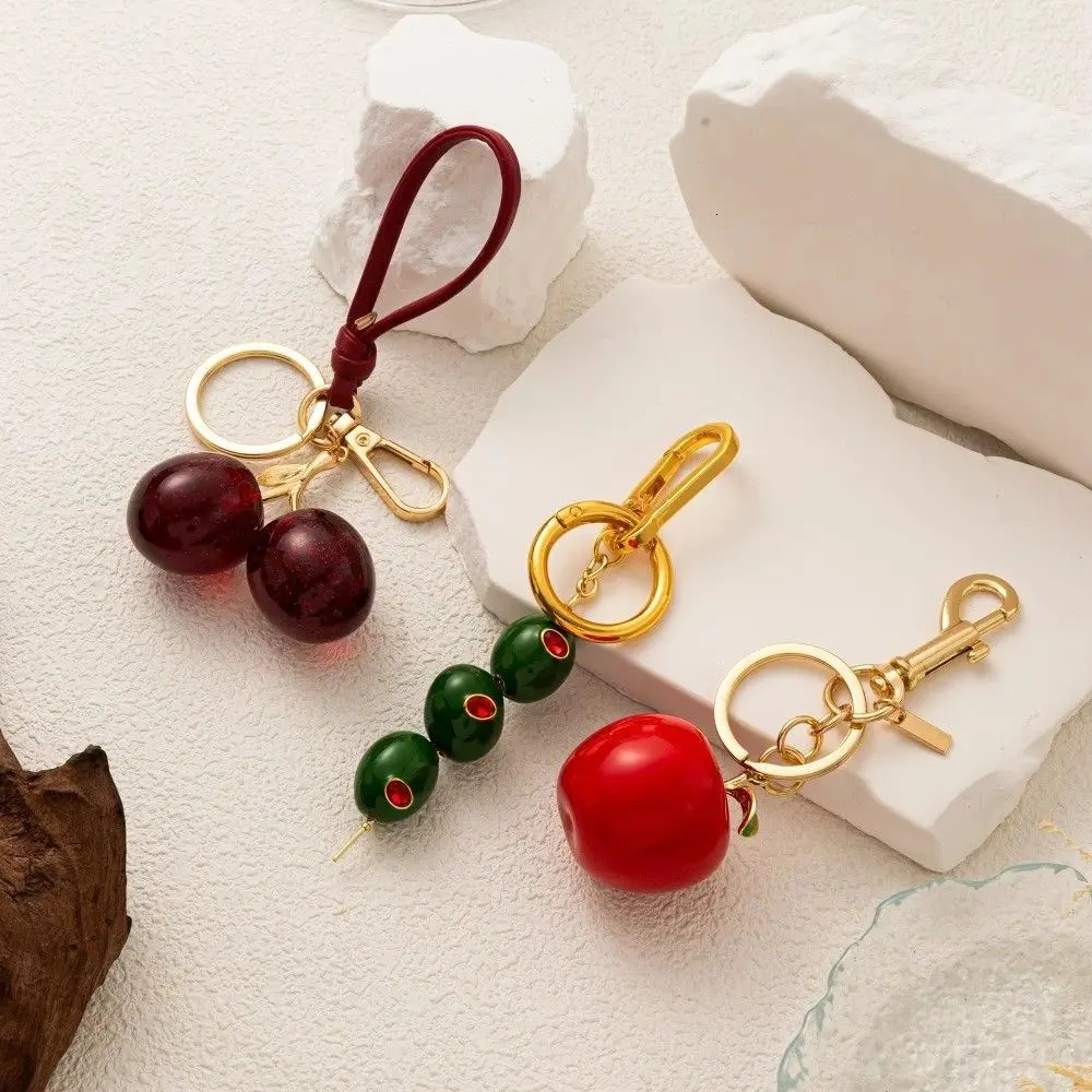 Cherry Handbags Keychain Olive Alloy Strawberry Keychain DIY Key Ring Bag Decoration 251021