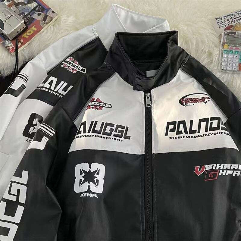 American Style Motorcycle Racing Suit for Men Winter High-end Cool Baseball Riding PU Leather Jacket