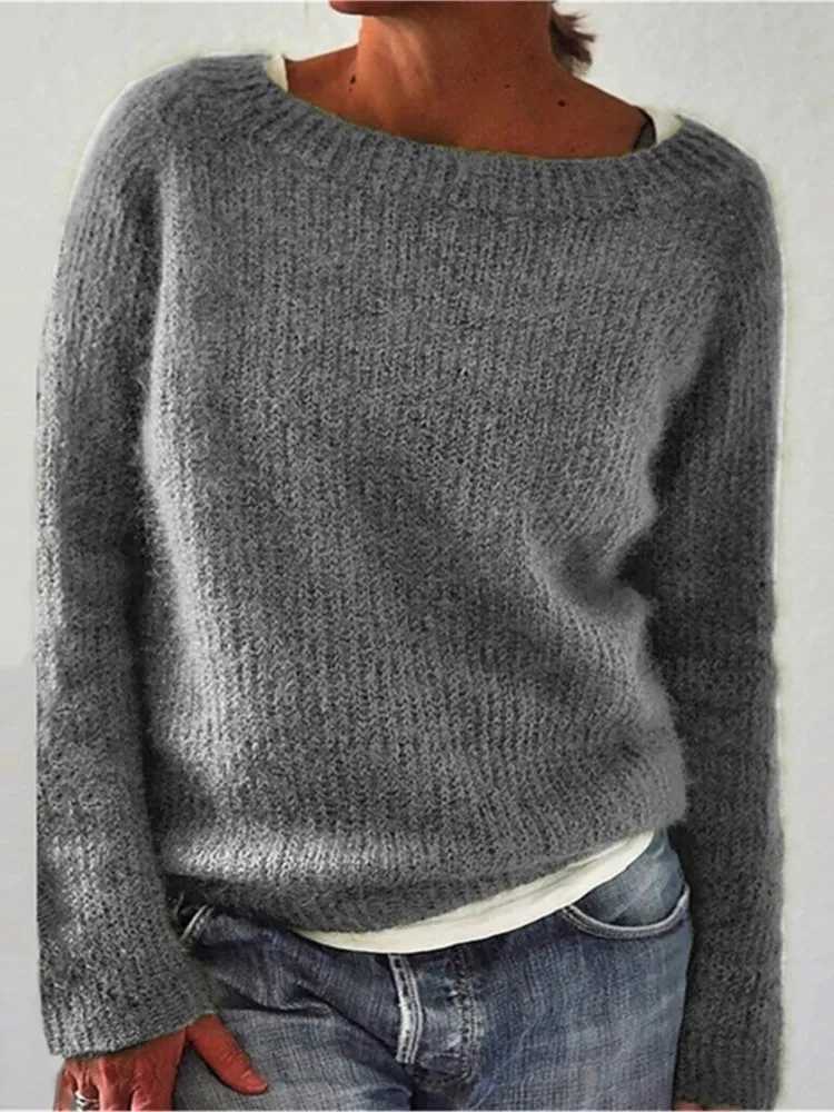 Lady Solid Knit Sweater Casual O Neck Long Sleeve Pullovers Sweaters Top For Women Fashion Holiday Womens Clothing Autumn WinterT251027