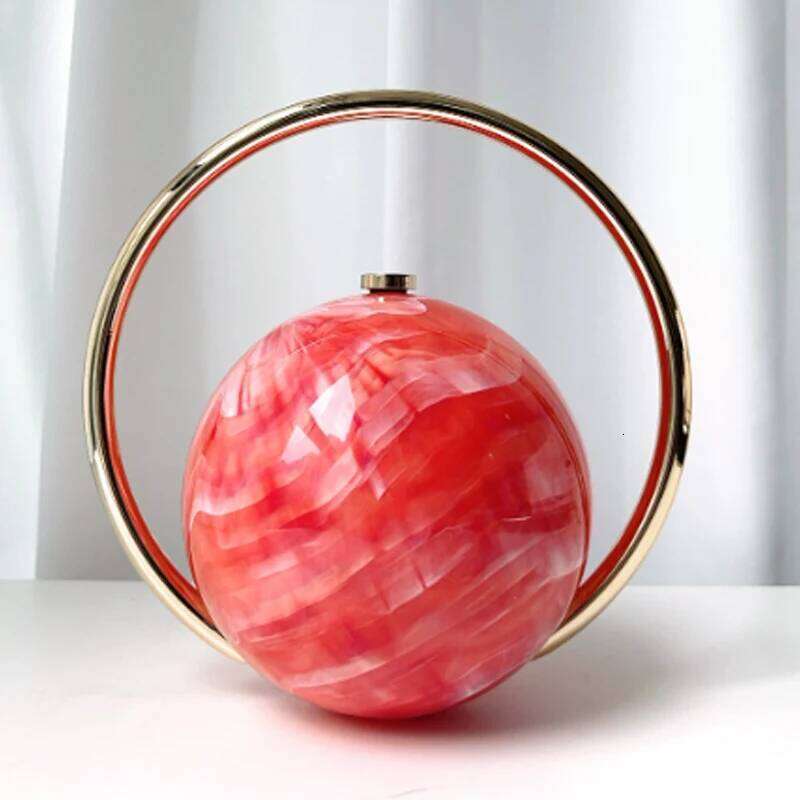 2025 New Spherical Banquet Bag Gold Handle High Quality Handbag Marble Pattern Simple Fashion Show Wholesale