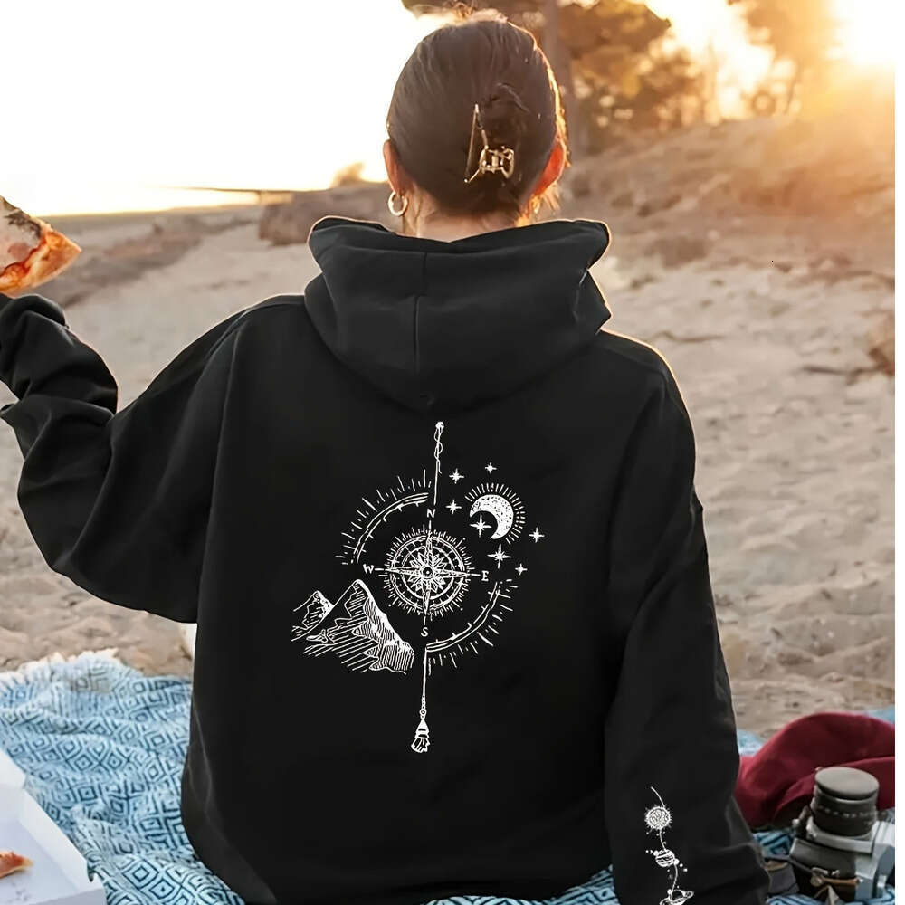 Gothic Skull Wings Rose Design Women's Casual Hooded Sweatshirt, 100% Polyester Knit Fabric, All-Season Fashion With Drawstring Collar