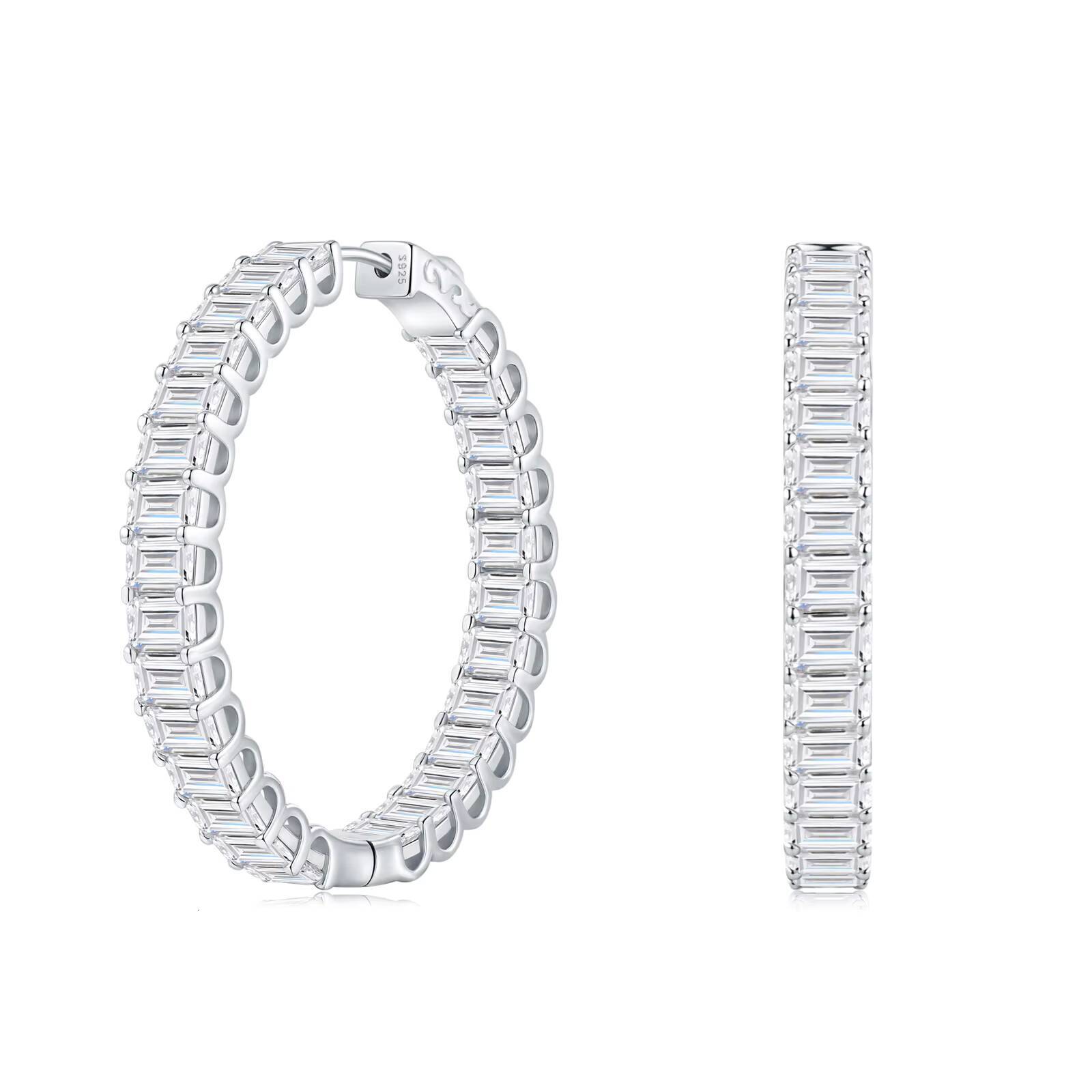 Hypoallergenic Factory Price Fine Jewelry Women Luxury Large Hoop Earrings 925 Sterling Silver Earrings Moissanite Earrings