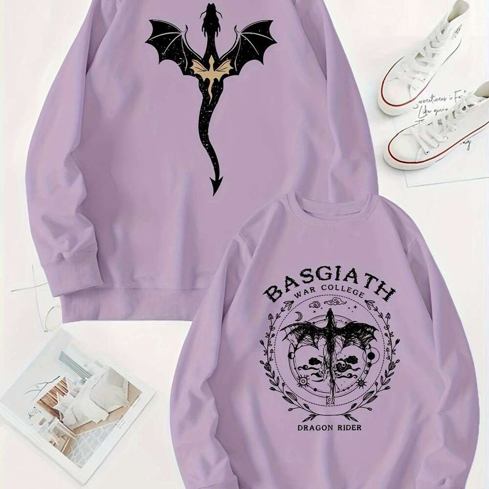 Basgiath War College 2-sided Sweatshirt Fourth Wing Comfort Gift for Book Lover Long Sleeve Fleece Sweatshirt Y2K Streetwear