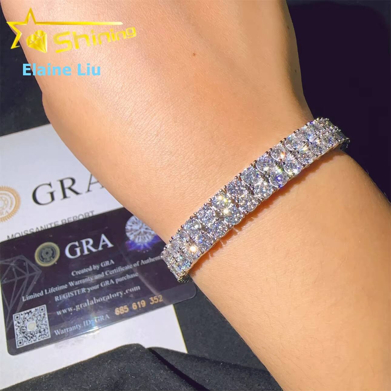 8mm Sterling Silver 925 Iced Out VVS Moissanite Diamond Luxury Hip Hop Fine Jewelry Tennis Bracelet Tennis Chain Bracelet