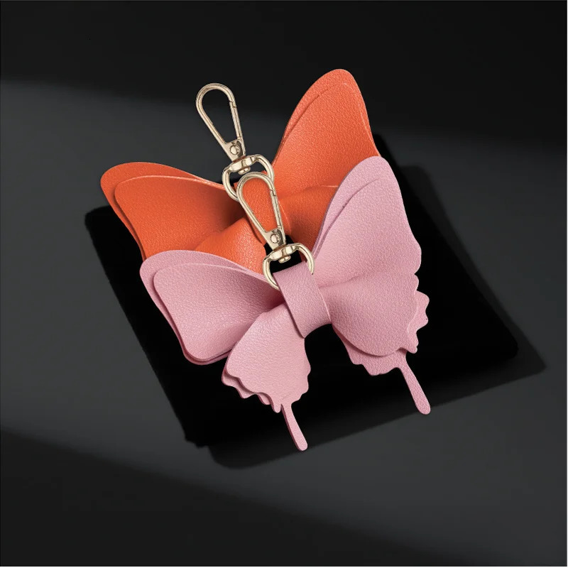 Butterfly key pendant Korean PU leather butterfly bag charm luggage accessories car keychain charm 251021
