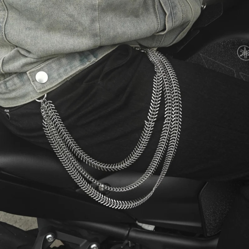 Original Minimalism Fishbone Locomotive Chain Fashionable Men And Women Ones Waist Versatile Jeans Retro Pants Chain 251024