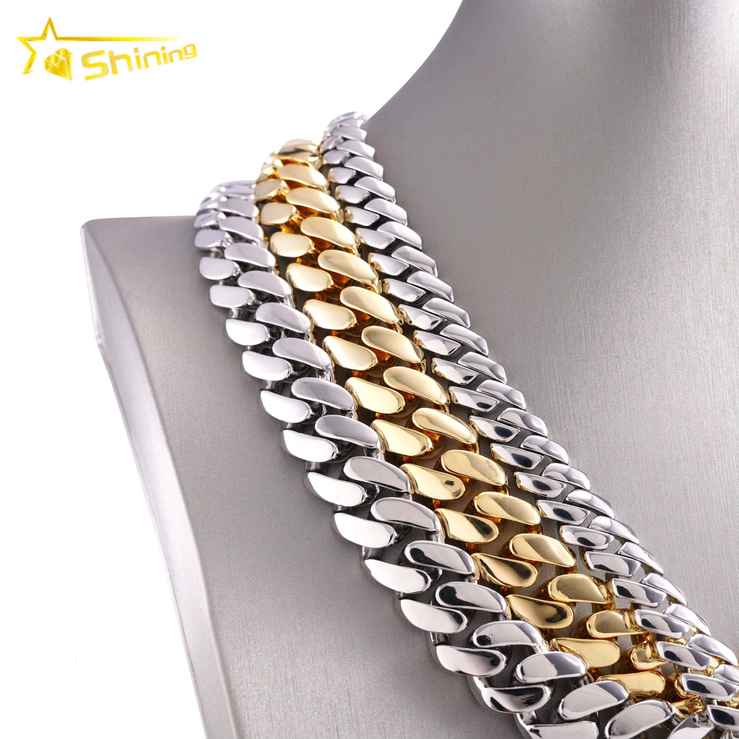 Hip Hop Jewelry Men Fashion Necklace 18K Gold Plated 12MM 14MM 16MM 18MM Width Brass Moissanite Miami Cuban Link Chain