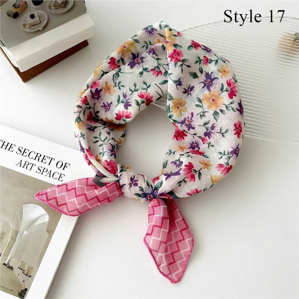 Handkerchi Print Cotton Linen Flower Pattern Neck Scarves Hair Scarf Neckerchi scarves Square Scarf band INSW251027