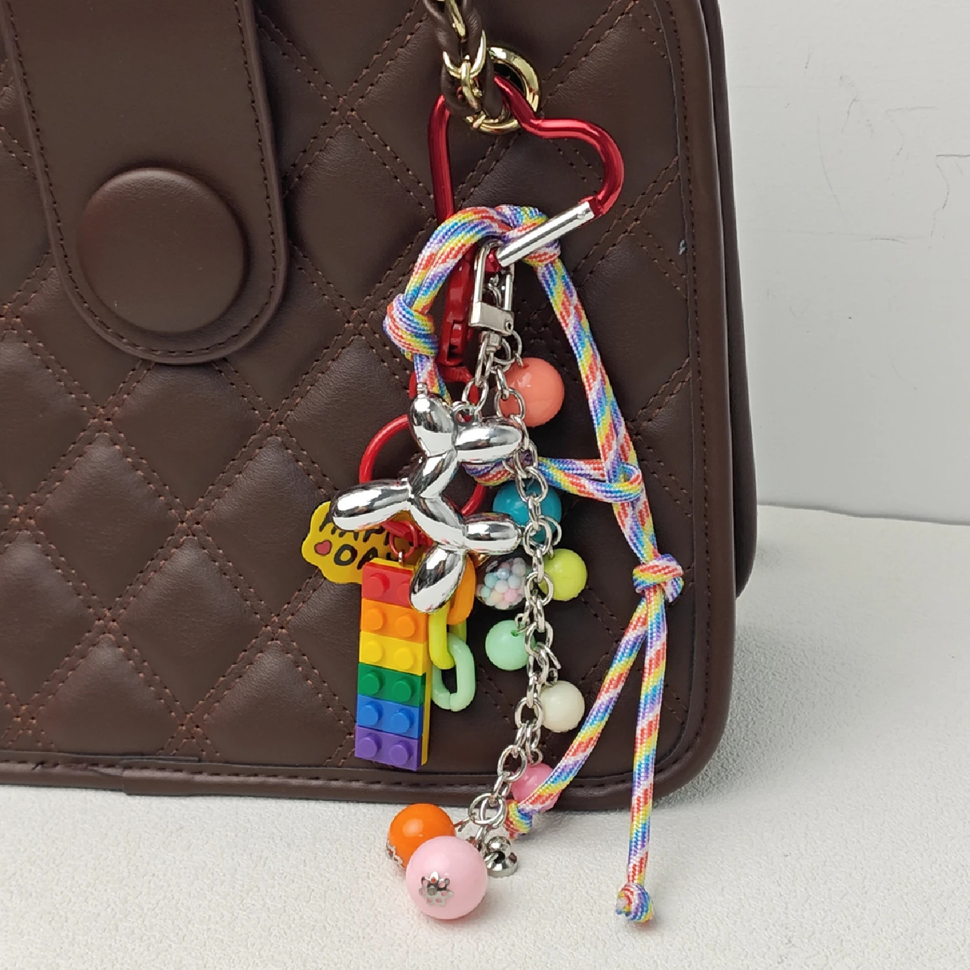 Fashionable Ins Rainbow Beads Novel Hanging Chain Ropes Key Bag Pendant For Men And Women Jewelry Accessories 251023