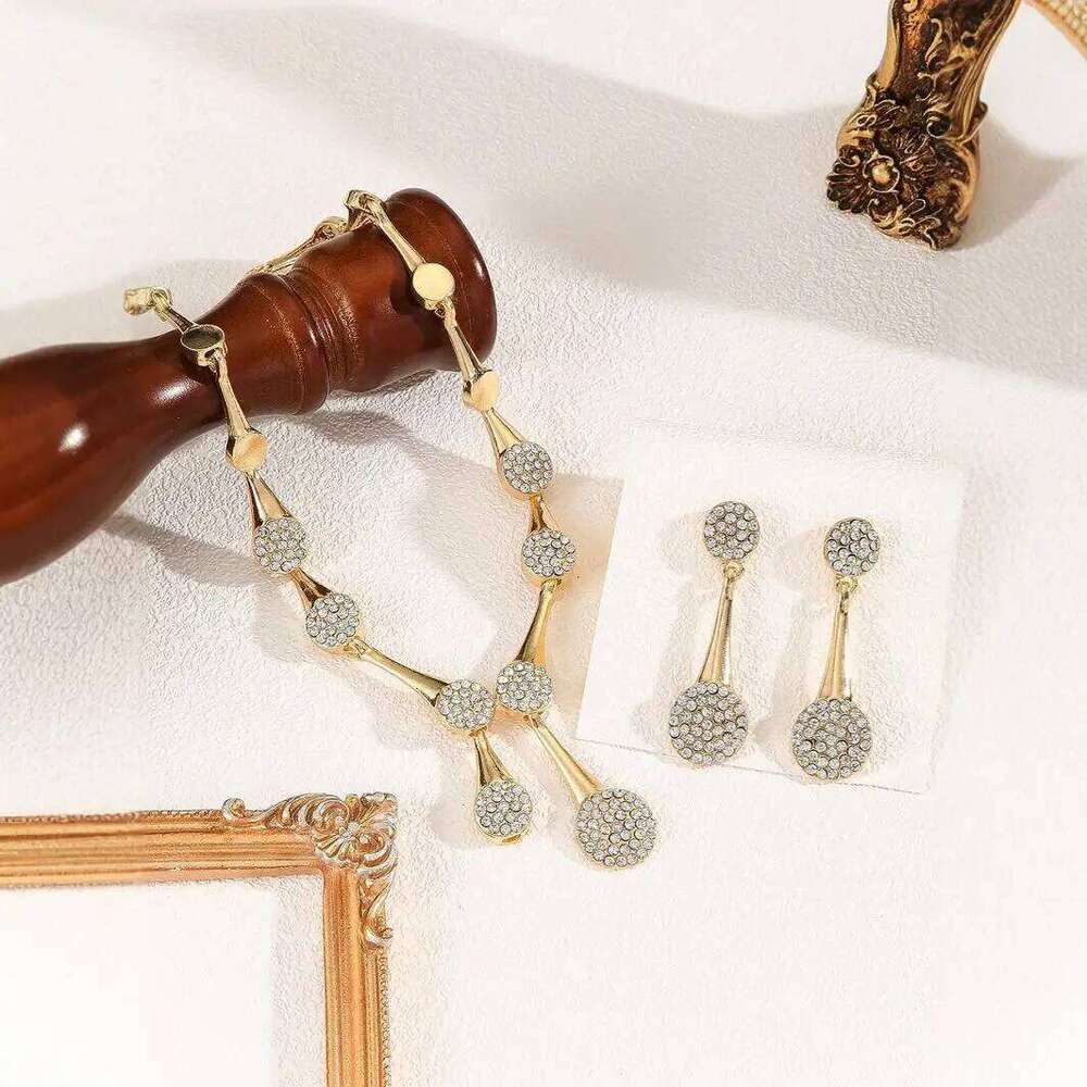 Necklace Earrings Exquisite Set Golden Quiet Elegant Bridal Banquet Jewelry Gifts For Women
