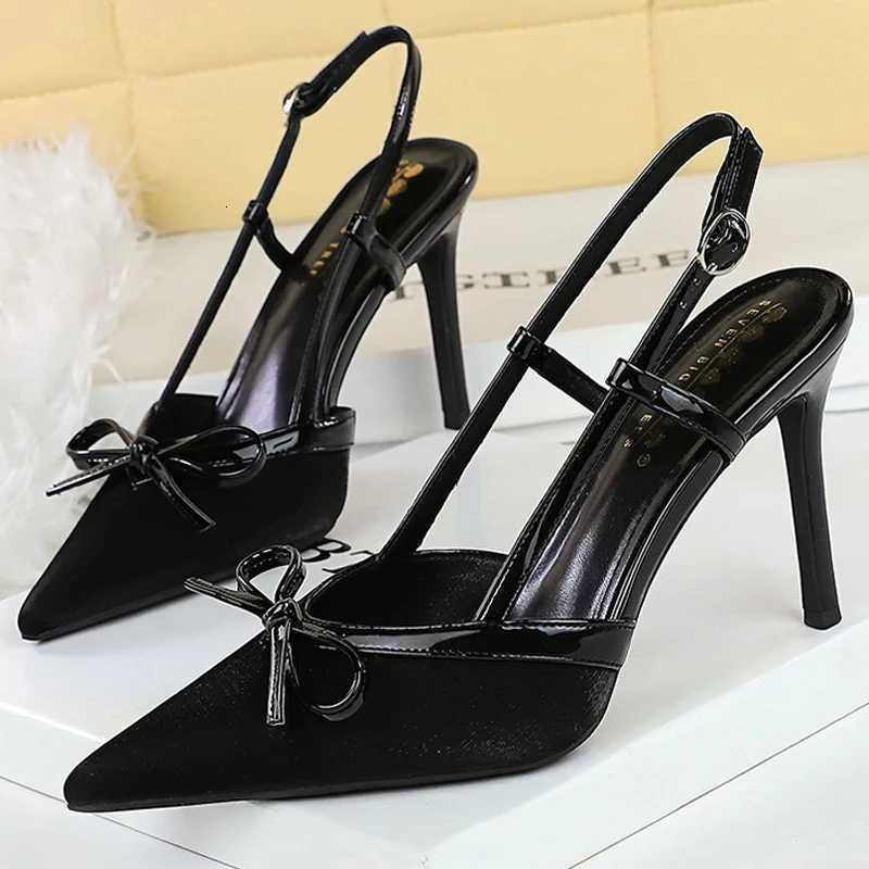 BIGTREE Shoes Luxury Women Pumps Bowknot High Heels 9 CM Stiletto Hollow out hook strap High heeled Sandals Summer Shoes WomenXJ251027