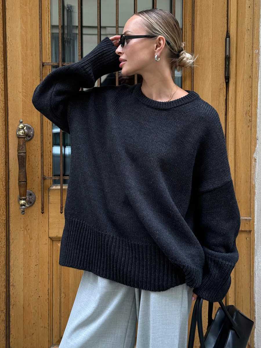 Winter Womens Oversize Sweater Burgundy Oneck Vintage Pullover Women Jumper Basic Gray Female Warm Knitted Sweaters for WomenT251027