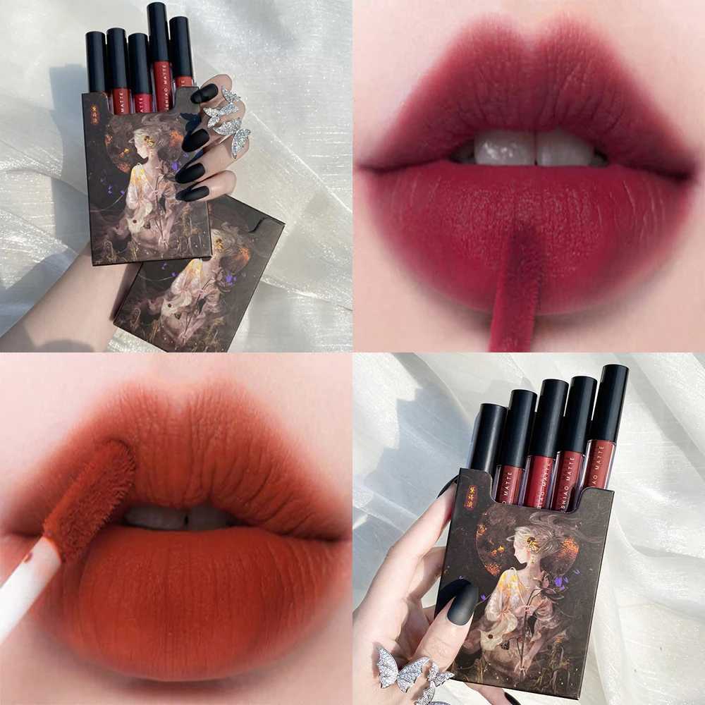 5pcs Set Lip Glaze Box lipstick Matte Velvet Lipsticks Party lipstick Nonstick Cup Lip Gloss Lips Makeup Waterproof Cosmetics W251027