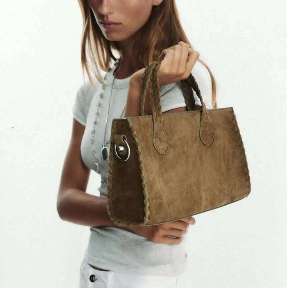 Women's SUEDE CITY Bag, Design Woven Effect Tote Handbags, Wide Handle With Removable Crossbody Strap