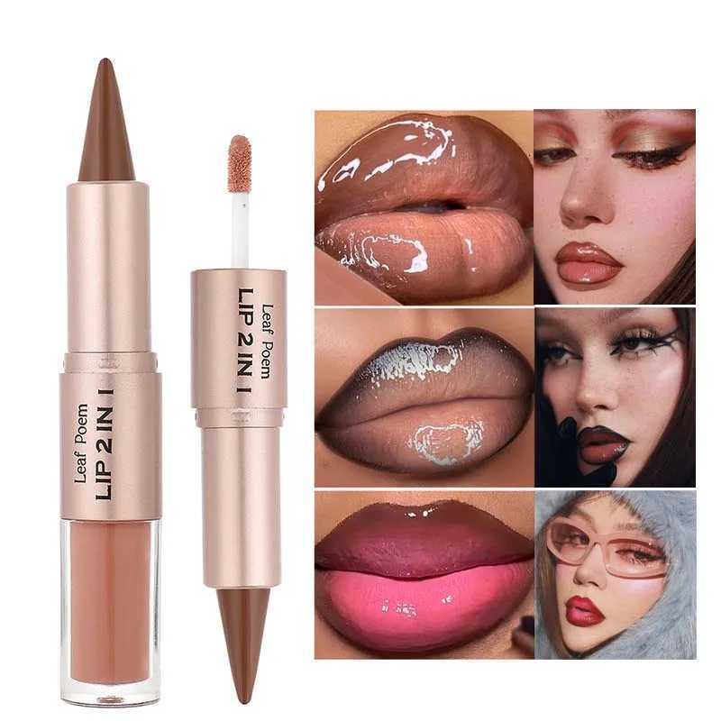 Brown Matte Lip Liner Lipstick Pencil Outlines Lip Contours 2in Mirror Glass Nude Brown Lip Gloss Makeup Waterproof Non Stick W251027