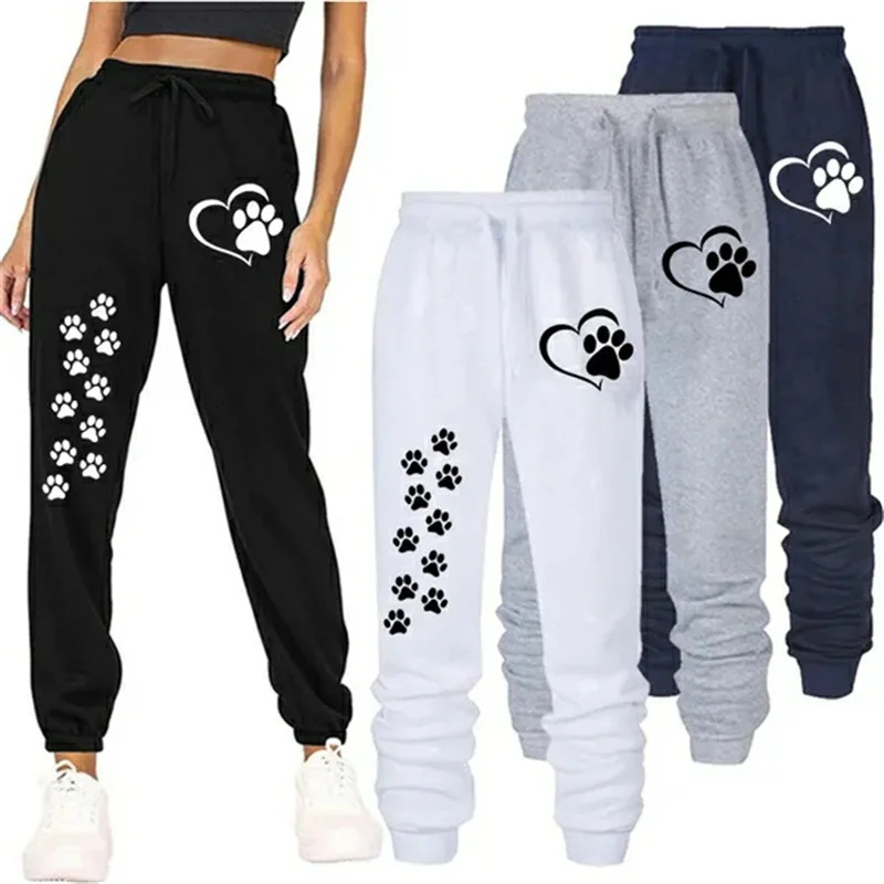 Womens Cats Paw Printed Sweatpants High Quality Fitness Pants Jogging Pants Outdoor Casual Jogging Pants 251027