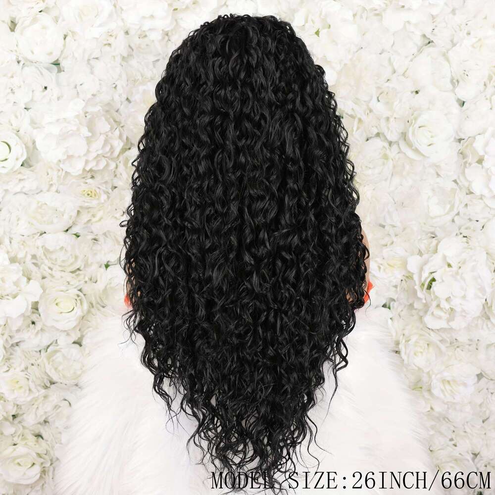Sleek Design, Kinky 13X4 Hair Wigs For Women 26 Inch Deep Curly Frontal Wet And Wavy Closure Wigs, Synthetic Lace Front Wig