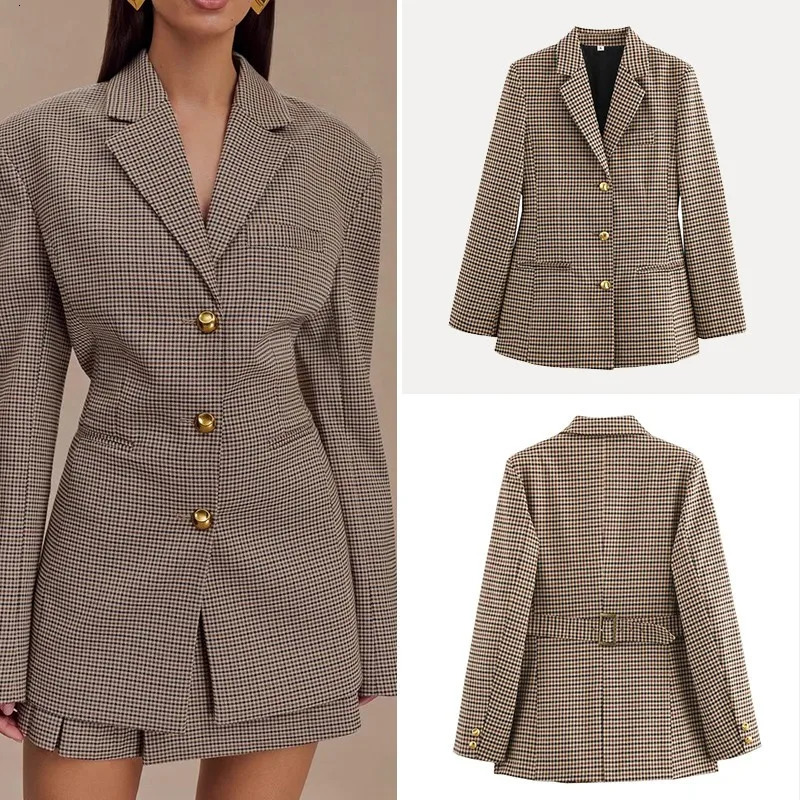 Ele Slim Fit Plaid Texture Suit Jaet for Women Spring Arrival Z Ladies Premium Quali Outerwear 251027