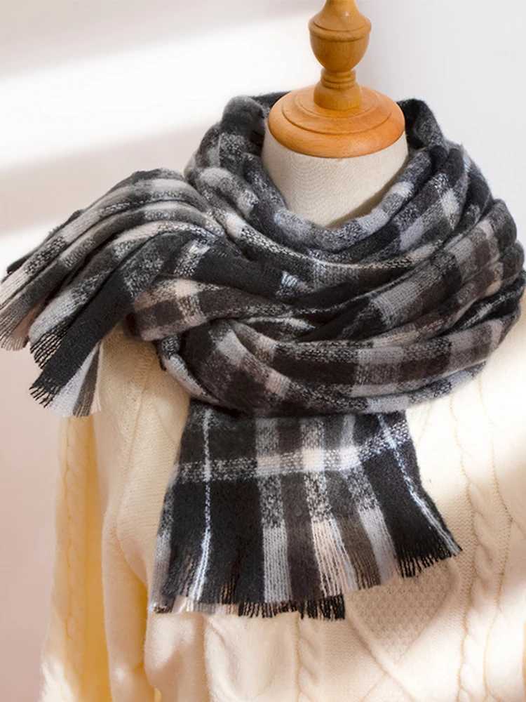 Imitation Cashmere Wen Winter Vintage Scarf Ladies Plaid Scarve Pashmina Mujer Fa Foard Bufanda Wrap Shawl Preppy StyW251027