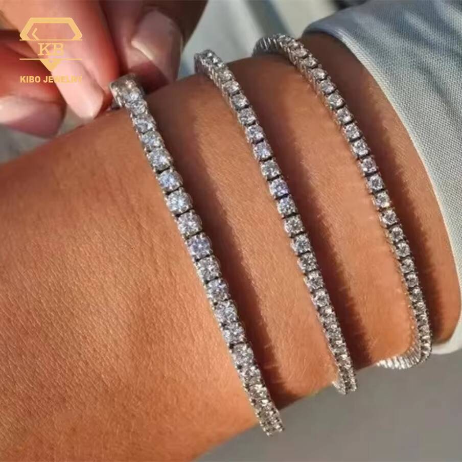 Ready to Ship Past Tester Tennis Bracelets Women 2mm 3mm 4mm 5mm 925 Silver Moissanite Tennis Bracelet