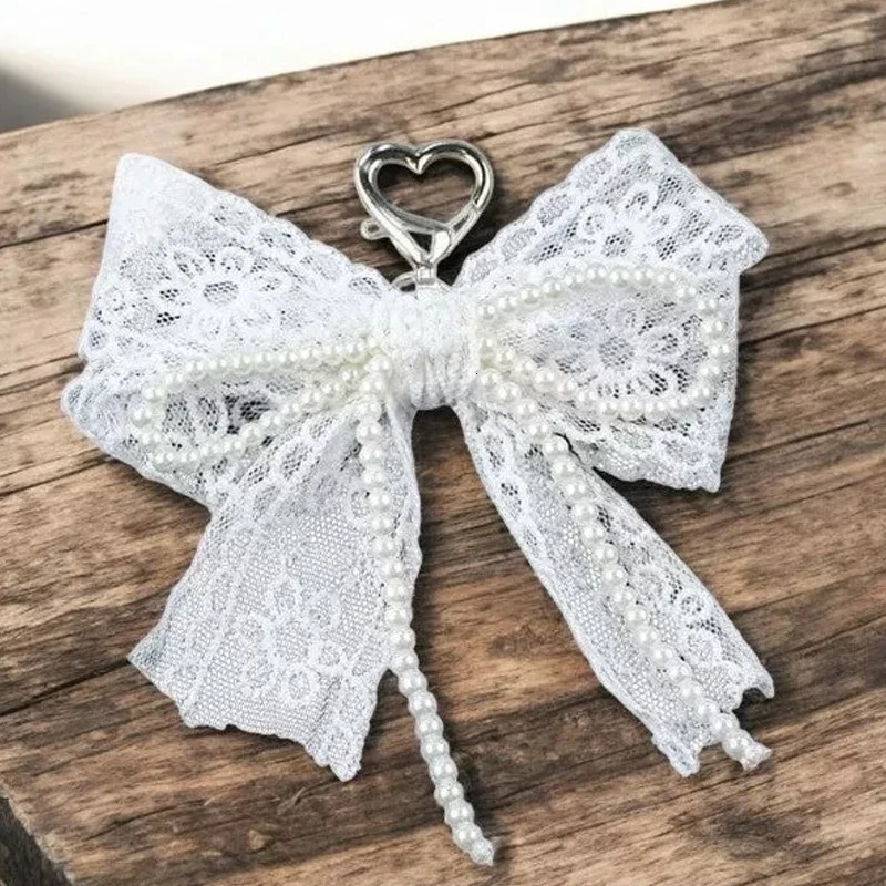 Korean Cute Lace Bow Pearl Beaded Phone Pendant Chain Accessories Aesthetic Ballet Shoes Camera Bag Decoration Keychain Gift 251021