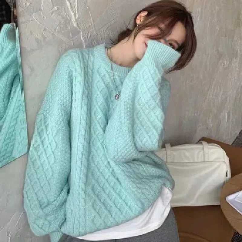 Autumn Winter New Fashion Long Sleeve Round Neck Solid Sweaters Pullovers Womens Clothing Casual Allmatch Knitting Korean TopT251027