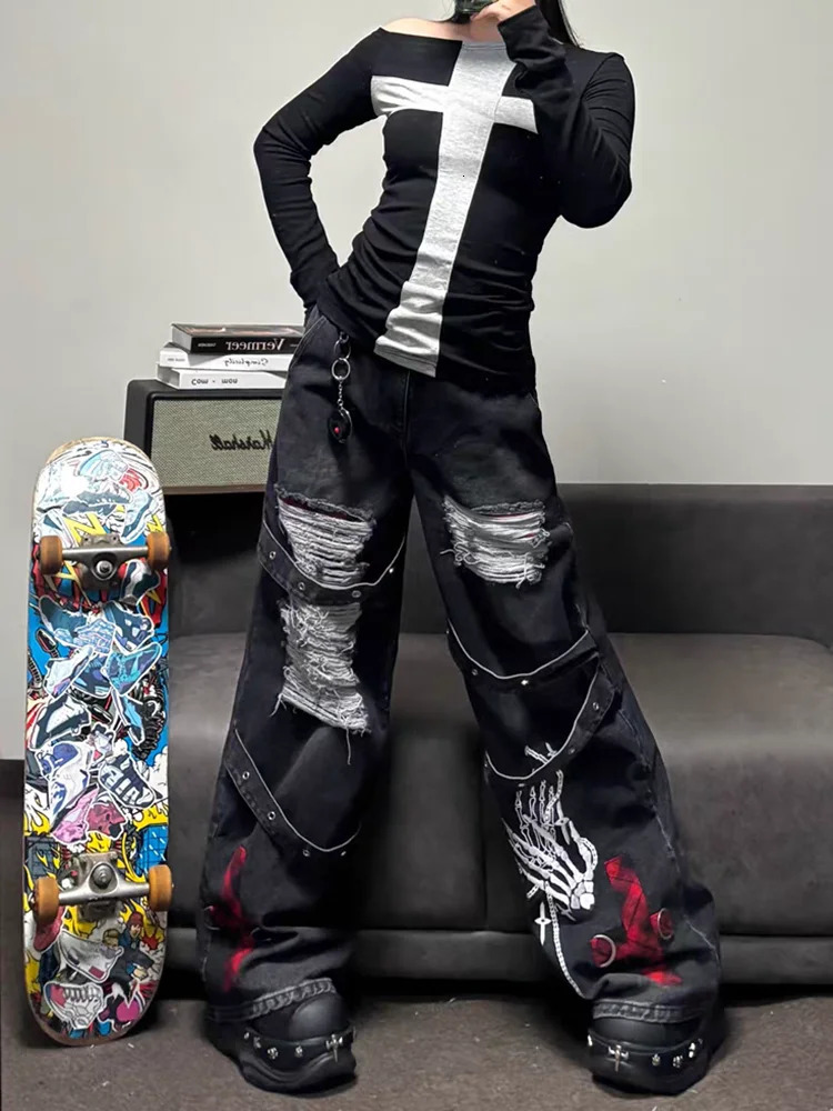 Y2K Korean Version College Style Oversized Jeans Women Harajuku Casual Loose Sweet Straight Fashion Trend Joker 251027