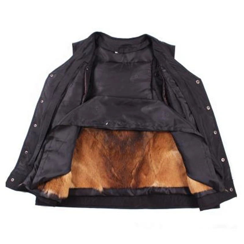 Man Autumn Solid Sleeveless Vneck Sheepskin Fur Thick Down Parkas Male Winter Loose Warm Fur Down Jackets 251024