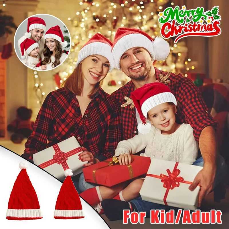 Holiday Photoshoot Prop Christmas Knitted Hat for Adults Kids Winter Festive Party Decoration Costume AccessoryW251027