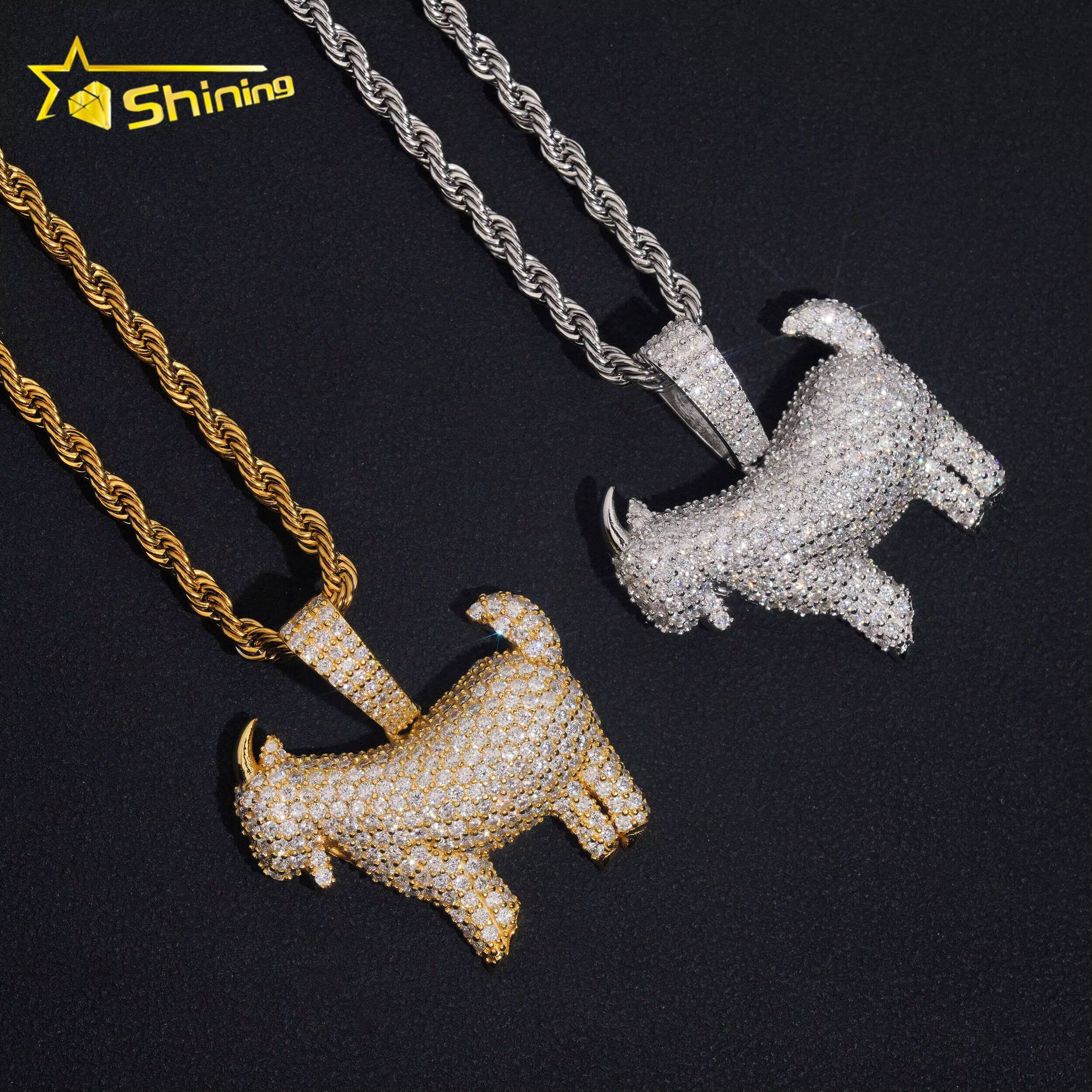 No Tarrifs USA Warehouse Stocks GRA Certificate Solid 925 Sterling Silver Hip Hop Iced Out VVS MoissanitePendant