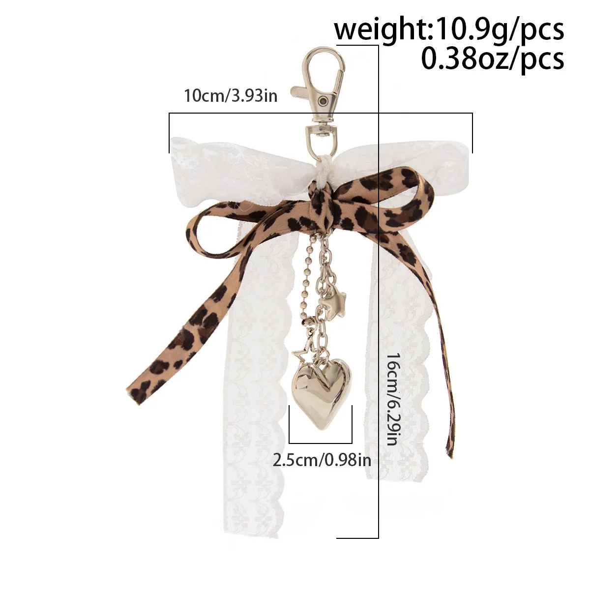 Goth Y2K Lace Leopard Bow Key Chain Heart Charm Pendant Kawaii Key Chain for Bag Accessory Women Trendy Tassel Chain Jewelry 251027