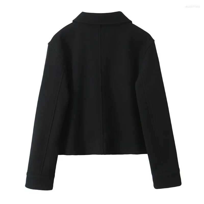 Women's Jackets Loose Single Breasted Lapel Long Sleeved Short Pocket Decoration Soft Coat Autumn And Winter Item