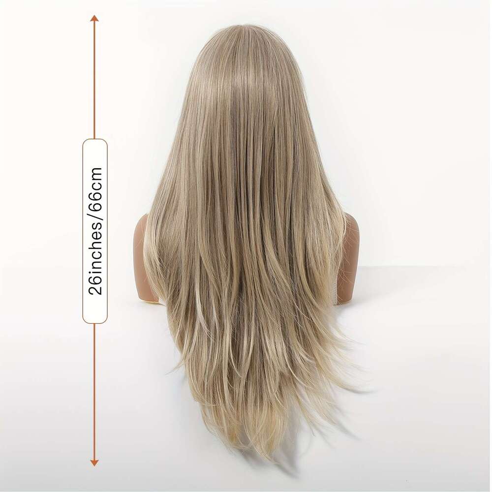 13X6 HD Transparent Front 26Inch Straight Hair Synthetic Glueless Lace Wig With Pre Plucked Natrural Hairline Daily Wear Party-Natural Look & Comfort 