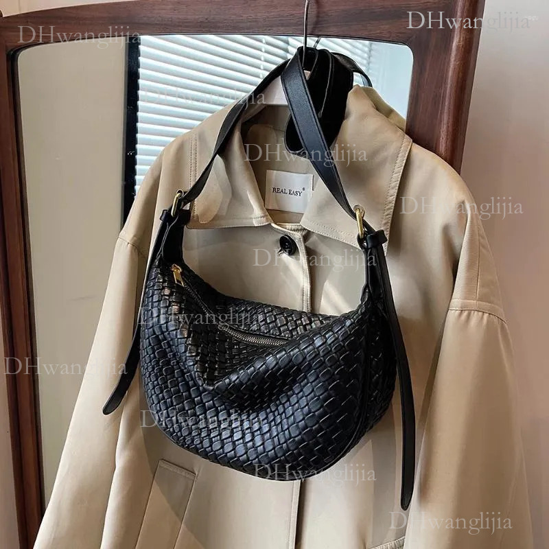 DHGM Shoulder Bags Women Daily Bag Adjustable Strap Woven Simple Hobo Solid Color Stylish Shopping