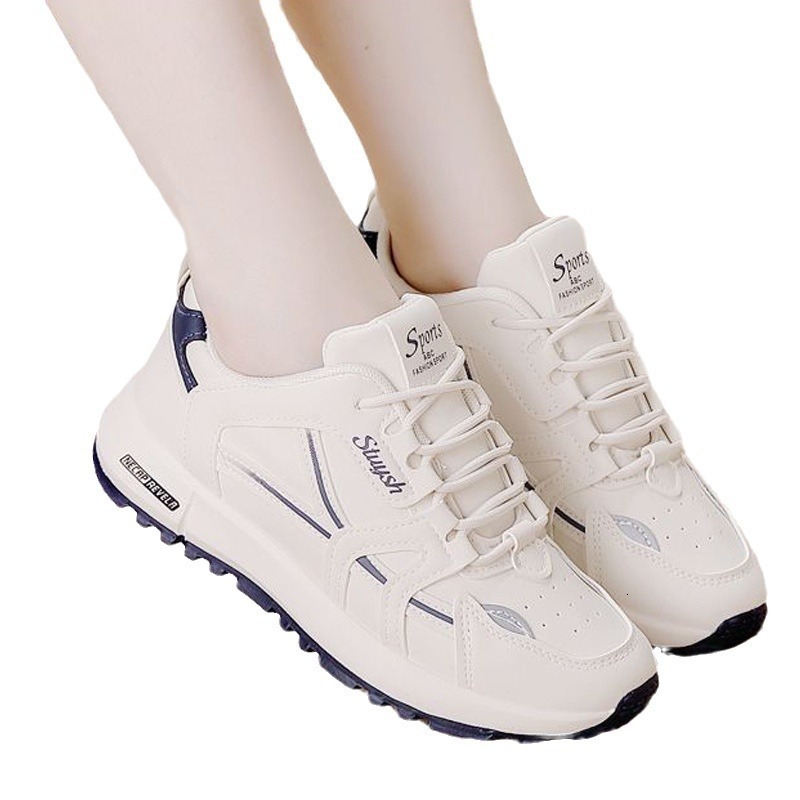 Free Shipping with box Fashion Casual Shoes for Women Plus Size Pu Leather Thick Sole Sneakers