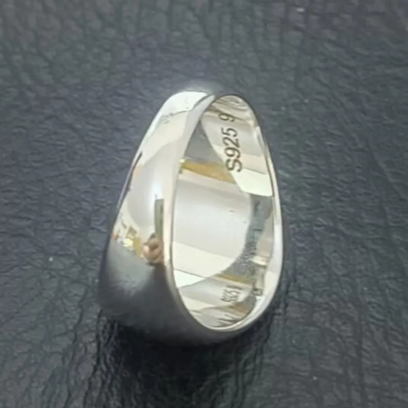 Genuine S925 Sterling Silver Ring for Men Women Fashion Round Black Cystal Glue Pure Argentum Simple Punk Jewelry 251023