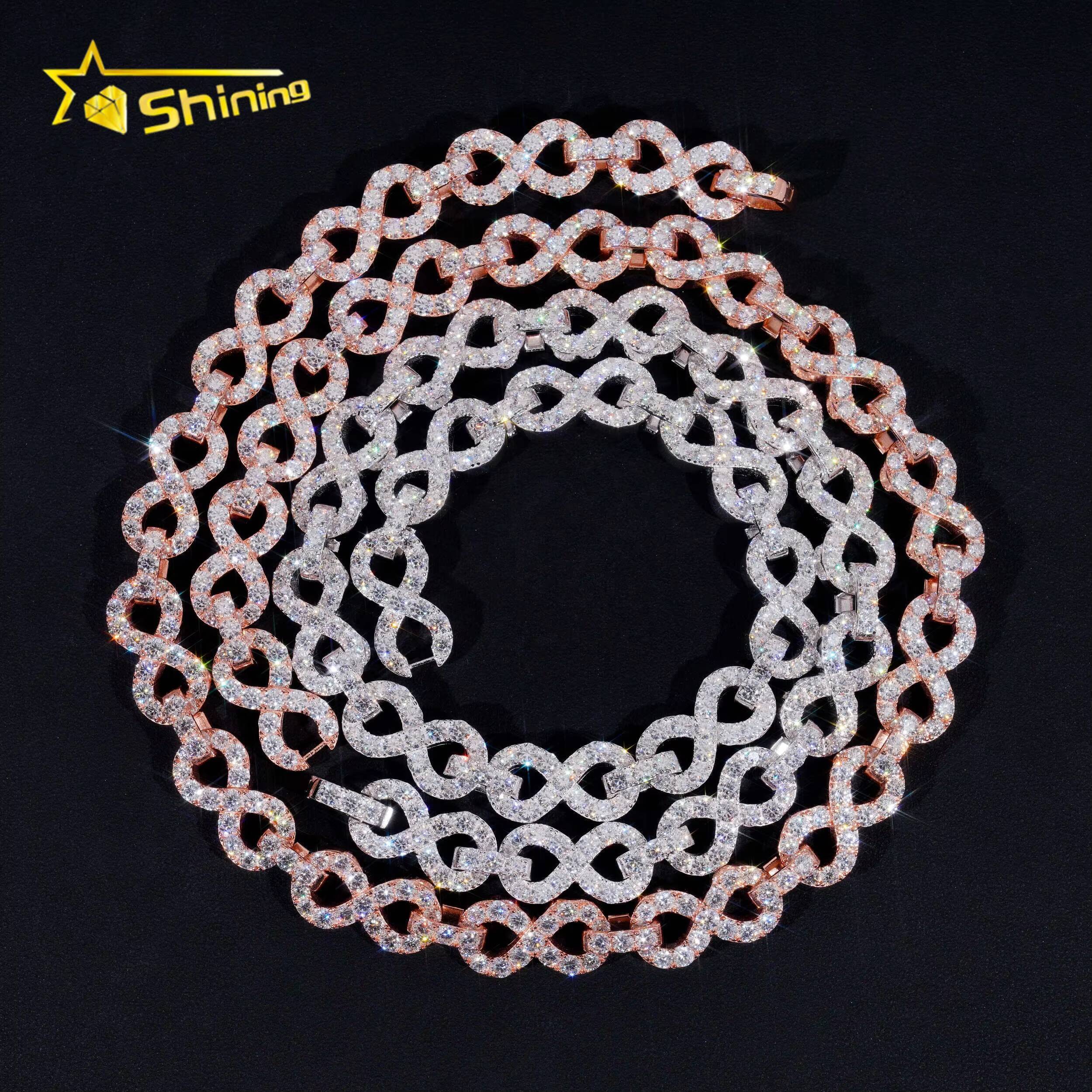 Sterling Silver 925 Fine Jewelry Pass Diamond Vvs Moissanite Hip Hop Iced Out Jewelry Lab Diamond Cuban Link Chain