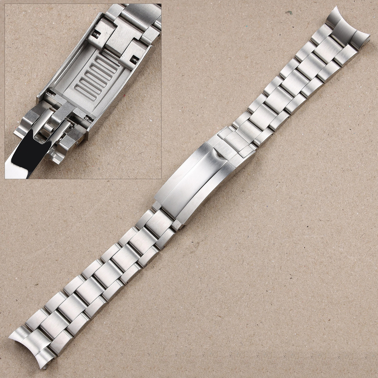 20 21mm matte polished silver stainless steel watchband for Rolex Submariner GMT Daytona Strap wrist bracelet folding clasp 251024