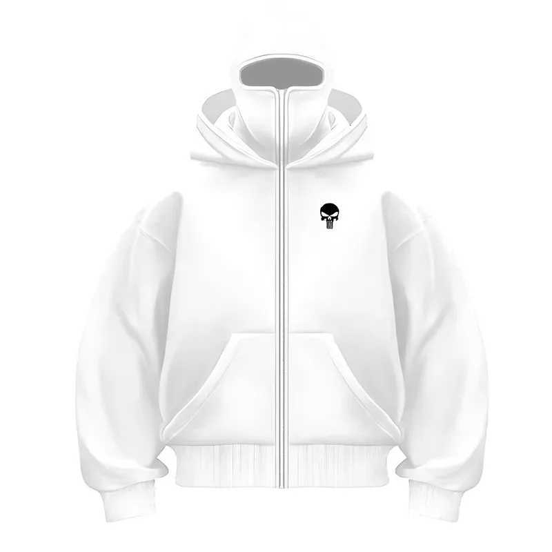 Mens Balaclava Hoodie Half Zip up Double Hooded Fleece Sweatshirt Unisex Fall Winter Warm Outfit for Men Women W251027