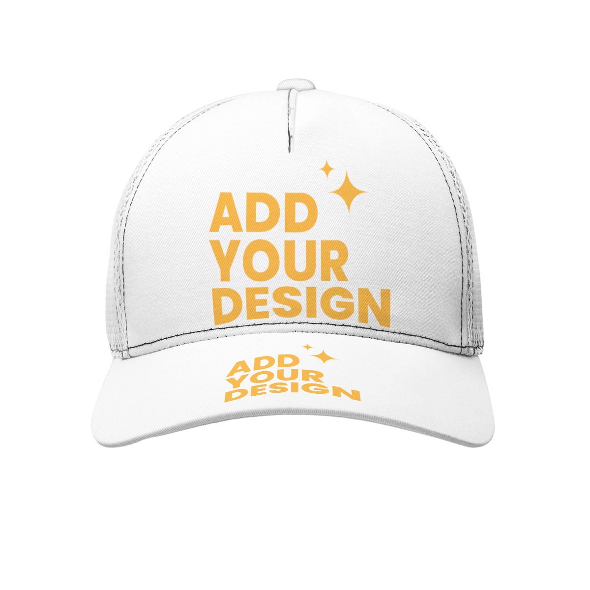 DHgatepod All-Over Print Black Snapback Mesh Cap with Box - Curved Brim Breathable Hat for Sports & Outdoor