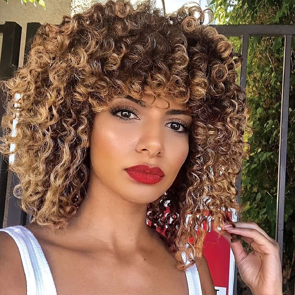 Women's Kinky Afro With Bangs Heat Resistant Synthetic Hair, Natural Look & Easy Maintenance, Beginner Friendly Everyday, Parties, Halloween, Cos