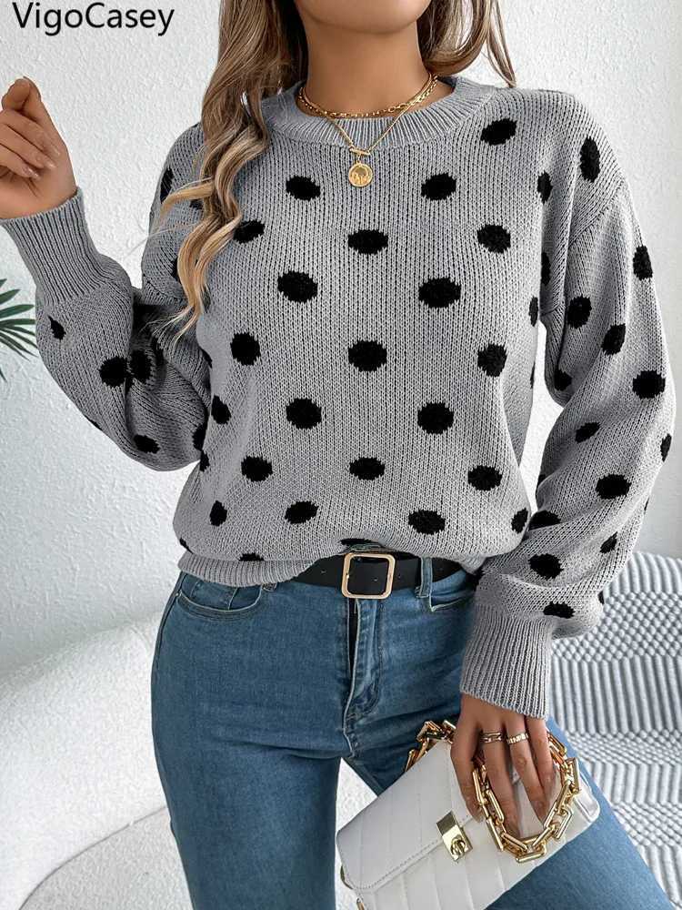 VigoCasey 2025 Winter Casual Patchwork Knitted Sweater Women O Neck Loose Pullover Autumn Lady Lantern Long Sleeve Warm JumperT251027