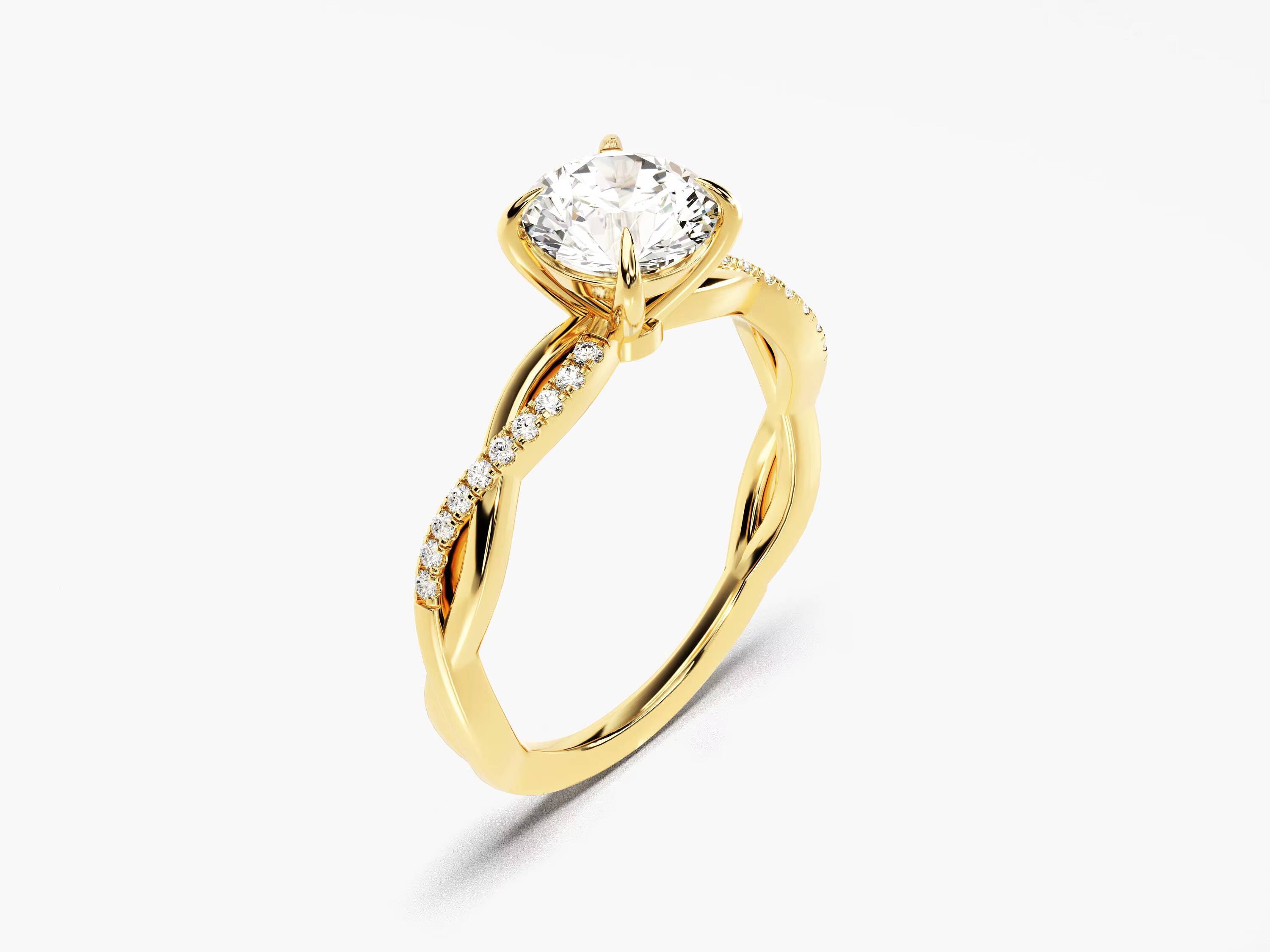 Twist Diamond Engagement Ring 14k 18K Solid Gold 1 CT Halo Diamond Engagement Ring Simple Promise Ring
