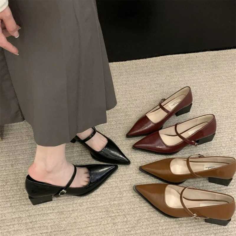 Style Thick Heel Women Mary Jane Shoes Fi Shallow Pointed Toe Ladies Comfort Office Pumps Footwear 2025 Spring NewXJ251027