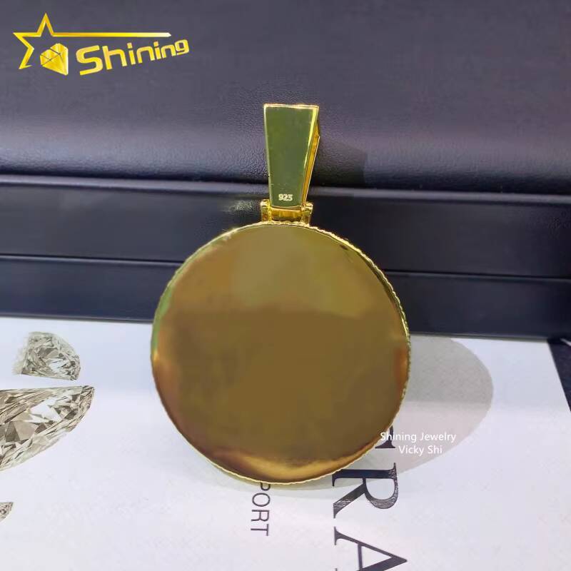 Ready to Ship Hip Hop Pendant 925 Silver Gold Plated Vvs Moissanite Diamond Memory Photo Pendant Custom Moissanite Pendant