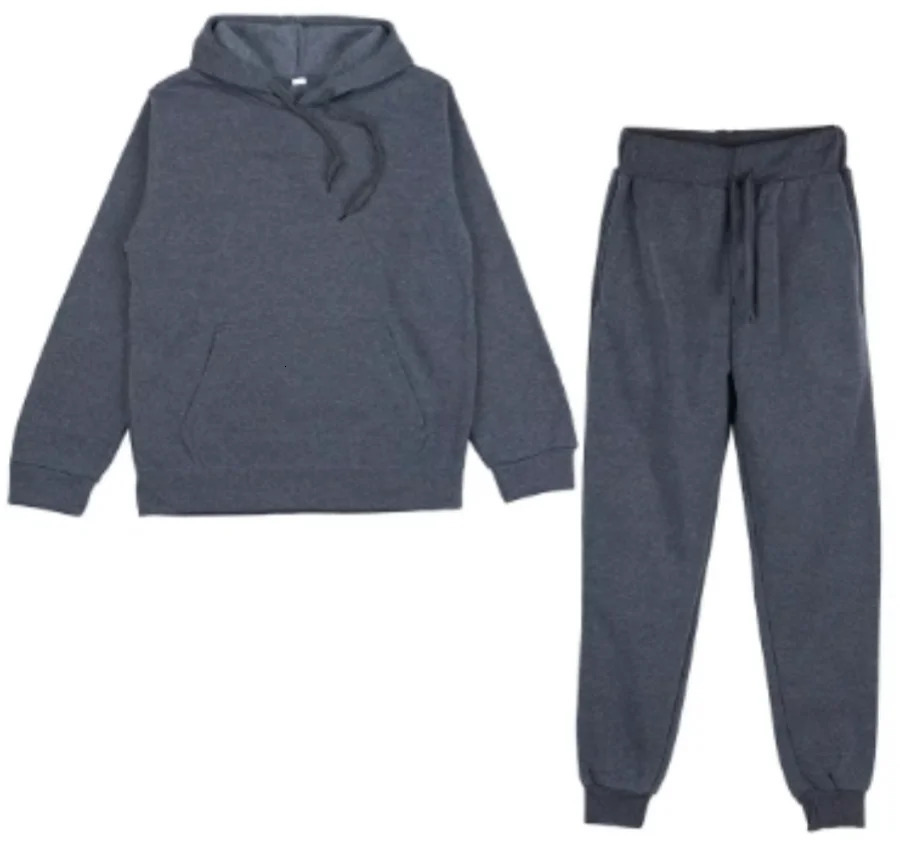 Winter Hoodie Sets Men Fashion Fleece Red Hoodies Black Pants Casual Jogger Suit Tracksuit Sweatshirt Woman Pullover 251027