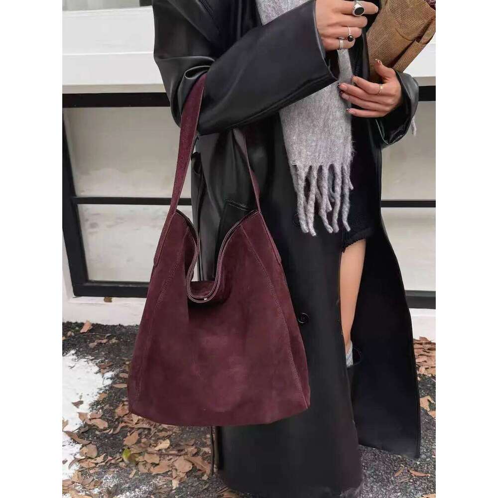 Customized for Individuals Large Capacity Winter Tote High Class Matte Suede Wool Women Handbag Coffee Kakhi Travel Shoulder Bag