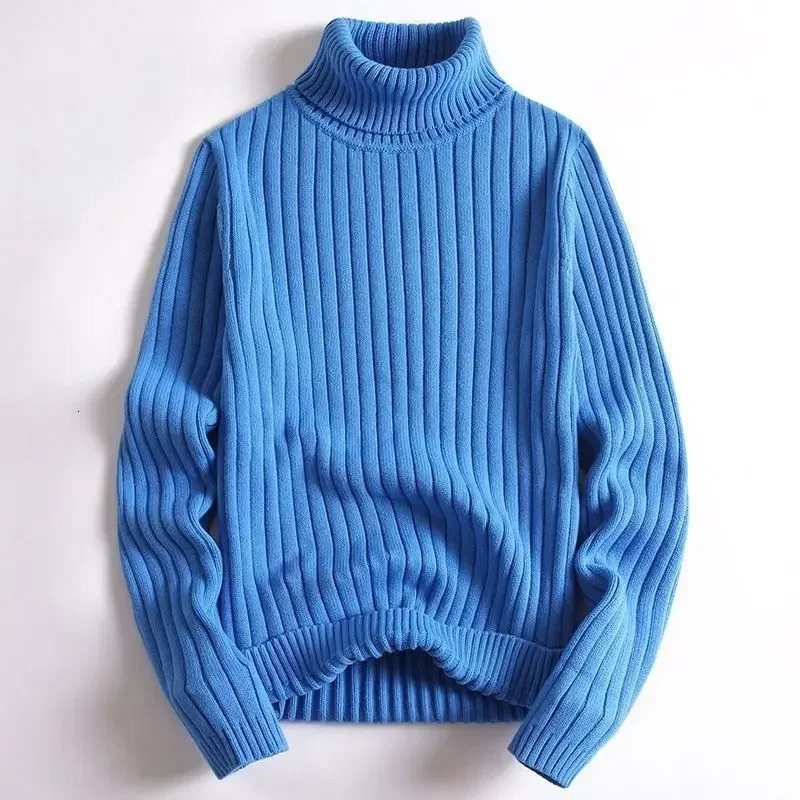 American Style Simple and Casual Warm Solid Color Turtleneck Knitted Pullover Sweater for Young Men in Autumn Winter 251016