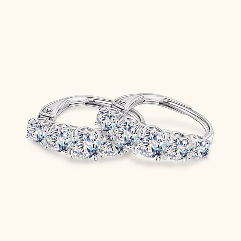 Womens 925 Silver Engagement Earrings with 4mm 35mm 3mm Moissanite Clasp Hoop Style Accent Stones for Stylish Looks