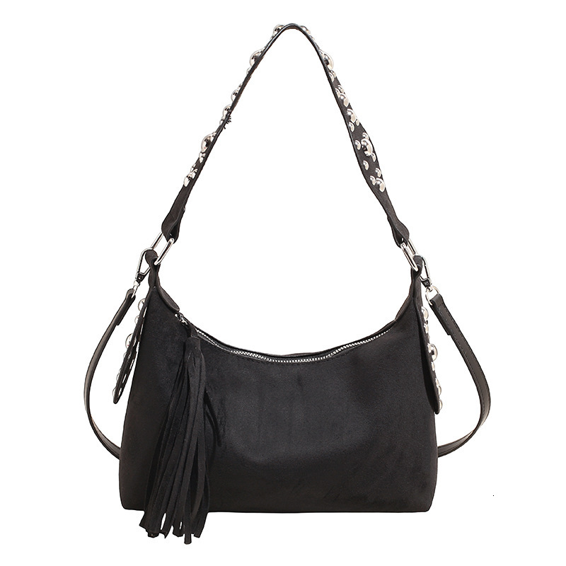 Free shipping designer bag Casual Large Capacity Underarm Bag New Rivet Suede Handbag Versatile Commuter Shoulder Bag